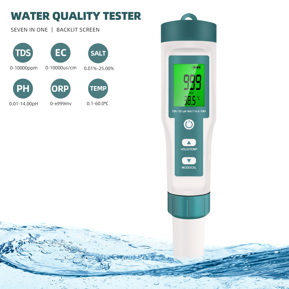 Ph Meter Digital Water Tester - 7 in 1 PH TDS EC