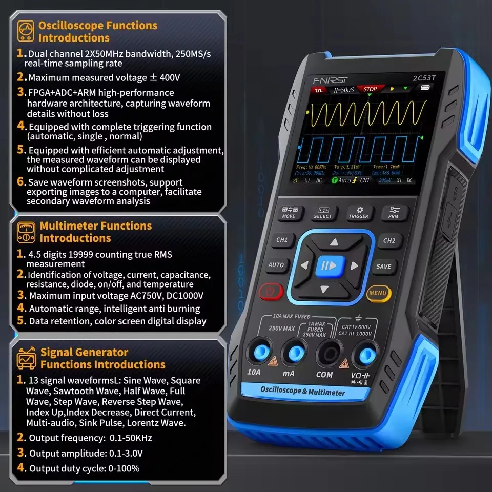 2C23T 3-in-1 Handheld Oscillos - Fnirsi Digital Oscilloscope Handheld review and price