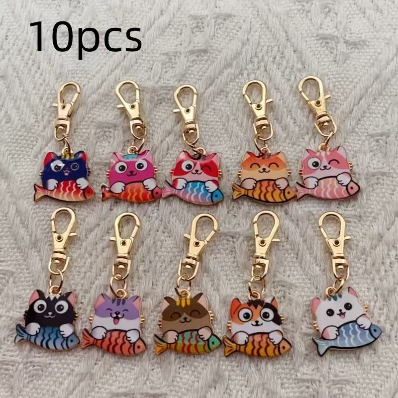 10pcs alloy printed cat keycha - Packaging review and price